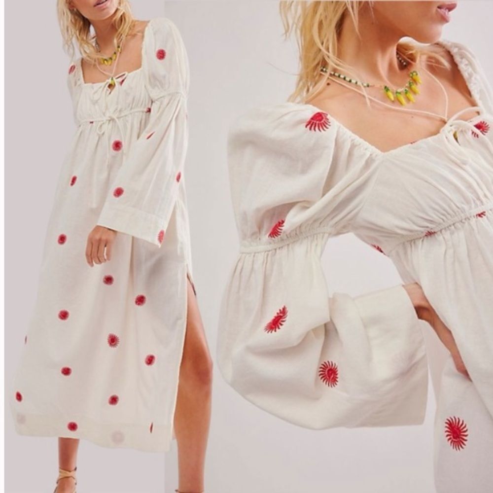 Free People Emory Embroidered Midi Mxi Dress size S